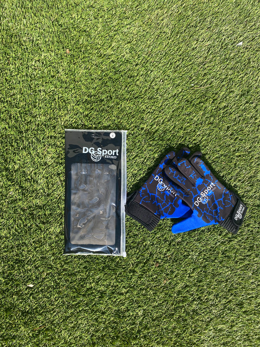 Black and blue lightning gloves