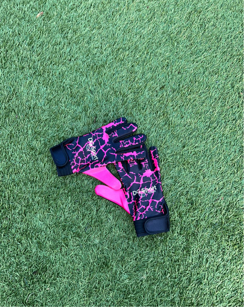 Black and pink lightning gloves